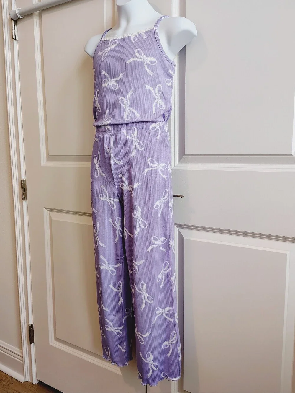 2 Pajama Sets (Purple Bows & Pink Strawberries)
